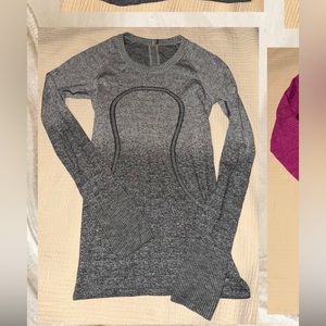 Gray Lulu Lemon Long Sleeve Workout Top